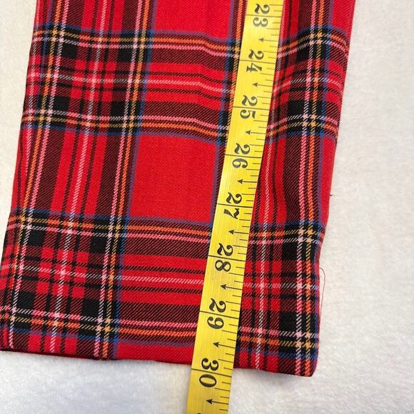 J. Crew High Rise Cameron Red Tartan Plaid Wool Pants Women's Size 4T TALL - Picture 12 of 12